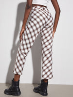 Plaid Print Straight Leg Pants
