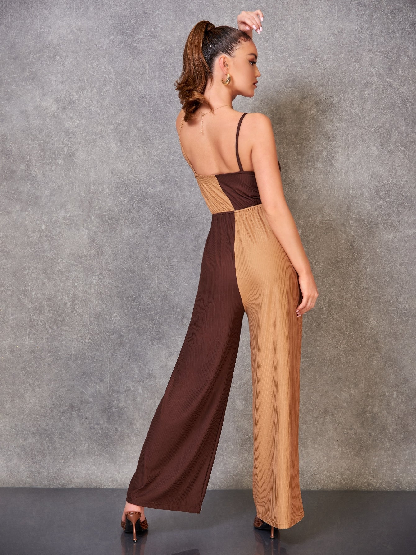 Two Tone Wide Leg Slip Jumpsuit