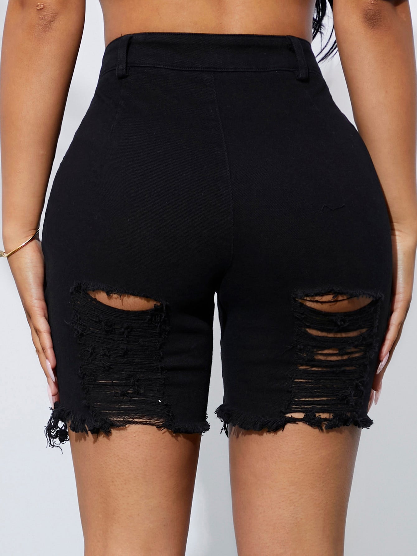 Slant Pocket Ripped Shorts