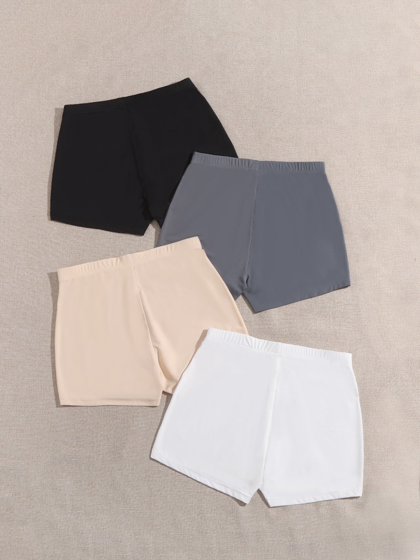 4pcs Solid Biker Shorts