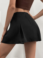 Solid Plicated Mini Skirt