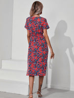 Allover Floral Shirred Wrap A-line Dress