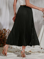 Solid Pearls Pleated Skirt