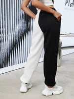 Chinese Dragon Print Two Tone Slant Pocket Sweatpants