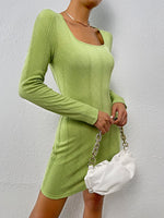 Argyle Knit Scoop Neck Bodycon Dress