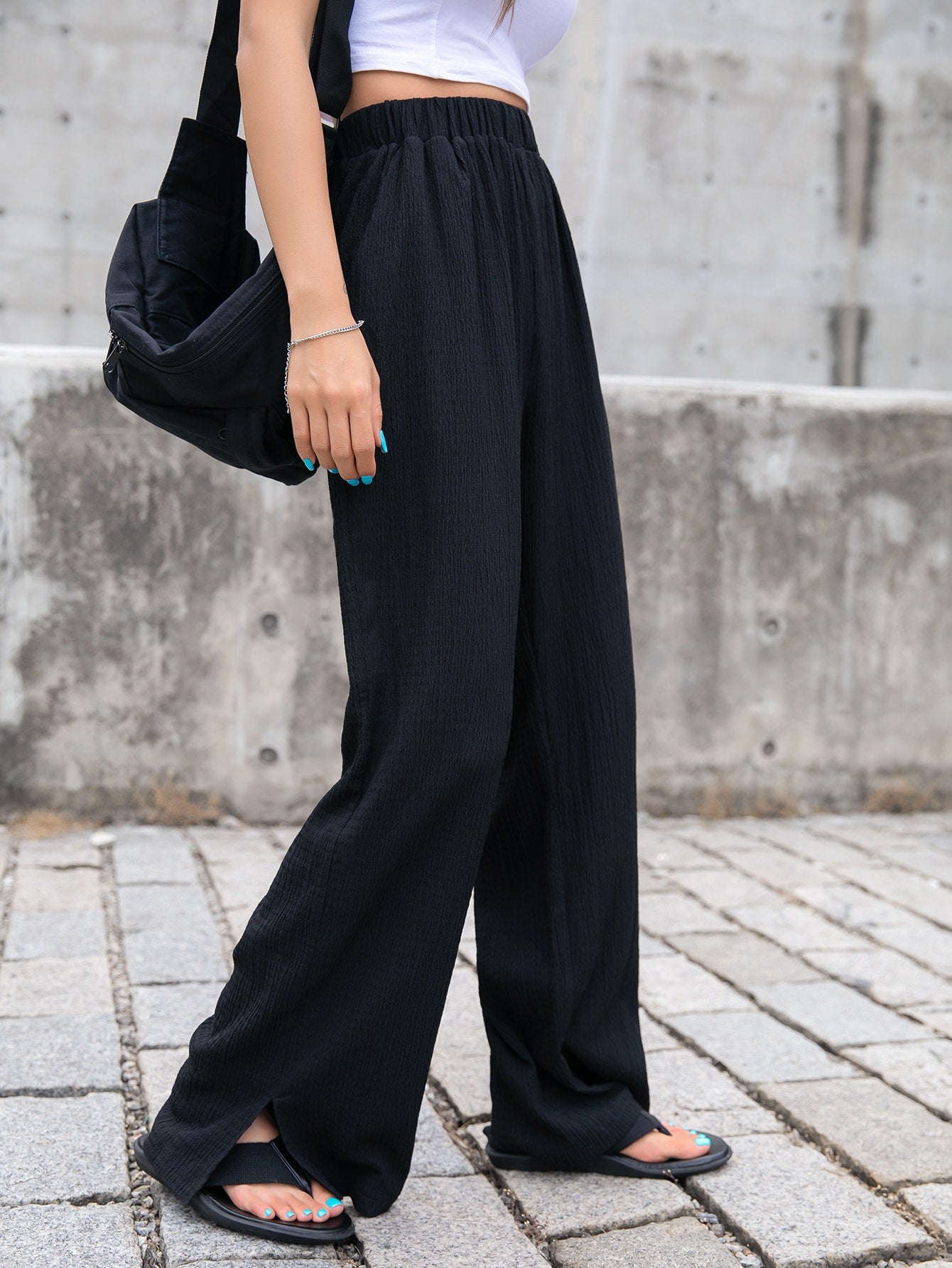Slant Pocket Elastic Waist Pants