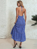 Ditsy Floral Backless Halter Dress