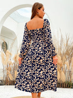Allover Floral Shirred Bodice Dress