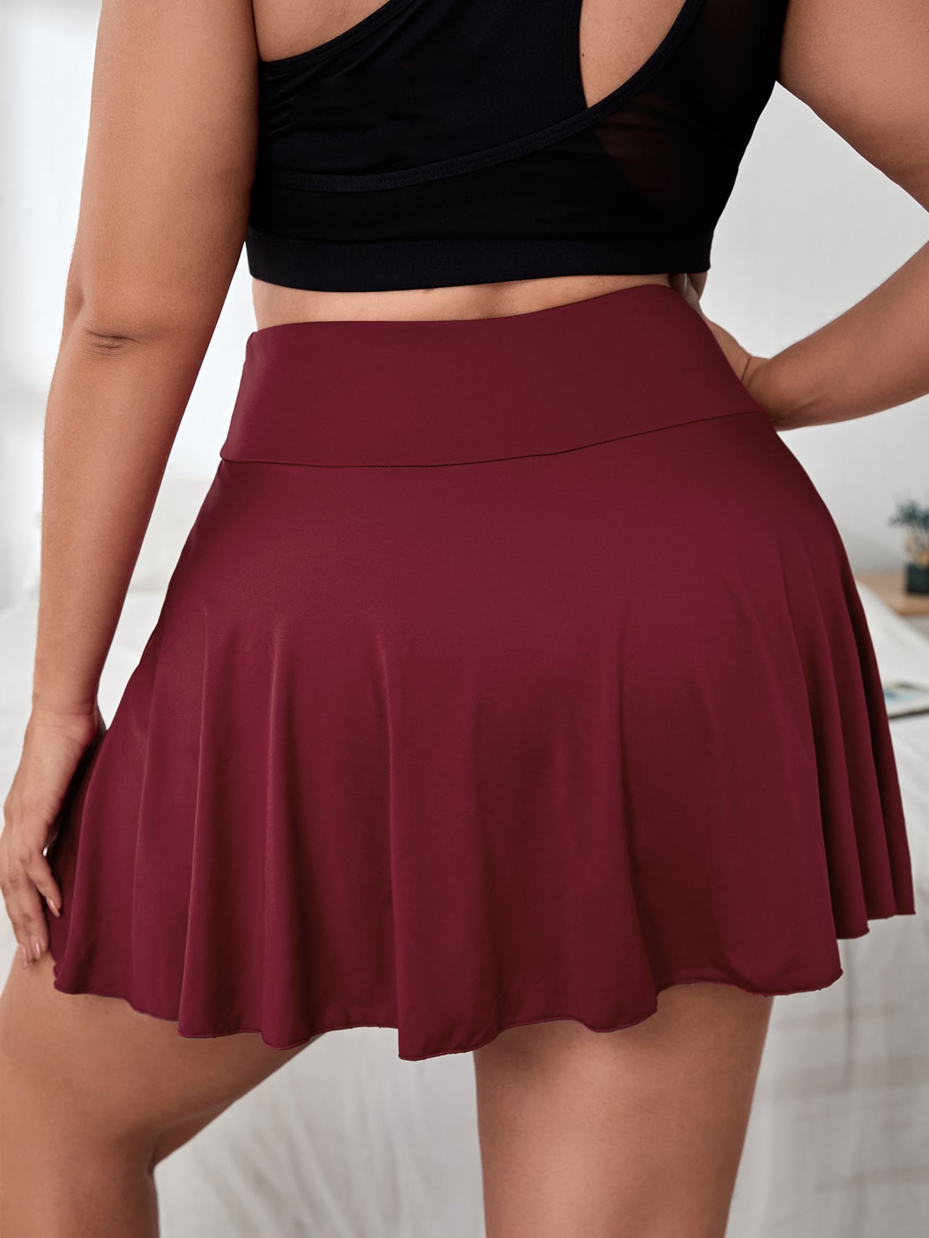 Plus Solid Flared Sports Shorts