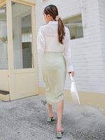 Solid Wrap Asymmetrical Skirt