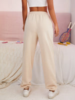 Topstitching Drawstring Waist Sweatpants