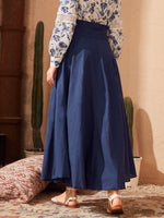 Solid Belted A-line Skirt