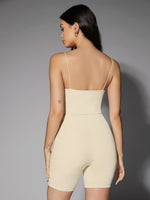 1pc Solid Low Back Skinny Romper