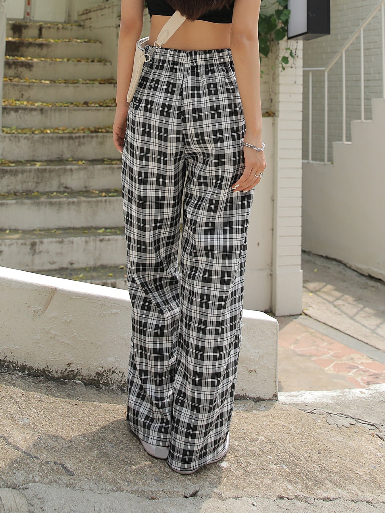 Plaid Wide Leg Pants