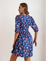 Allover Floral Print V-neck Dress
