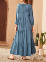 Contrast Tape Ruffle Hem Smock Dress