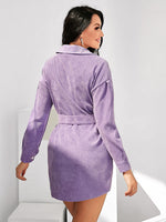 Flap Pocket Button Front Belted Drop Shoulder Dress