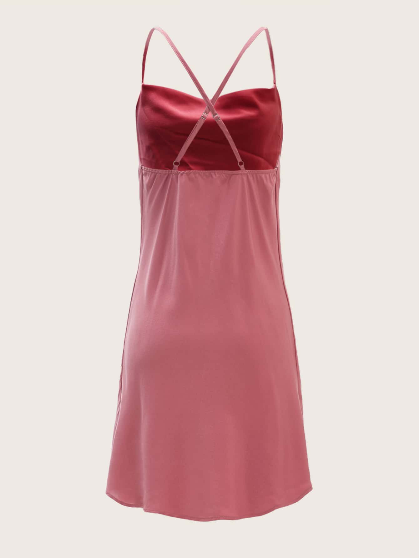 Satin Draped Front Criss Cross Back Cami Dress