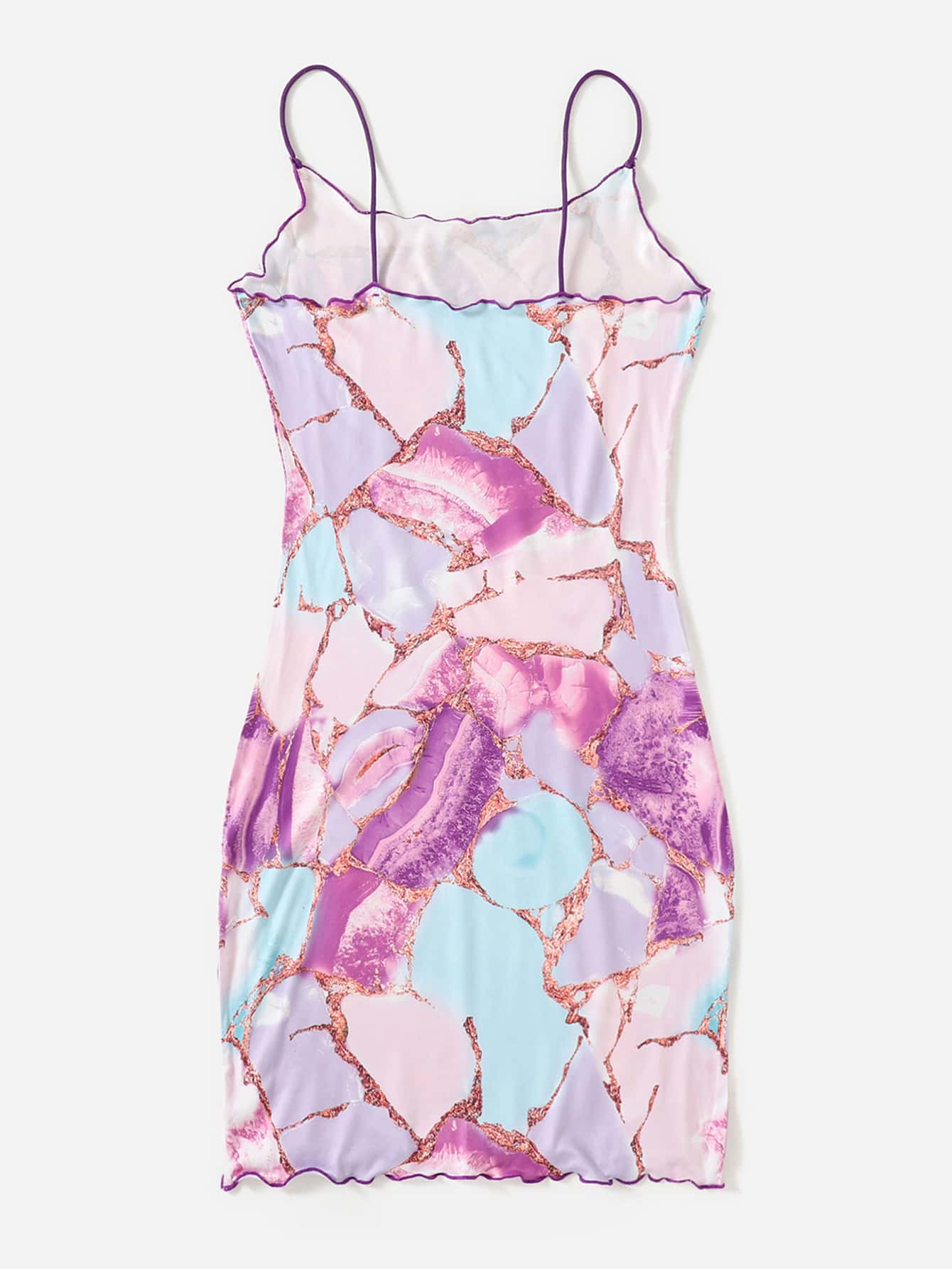 Lettuce Trim Allover Print Cami Dress