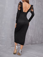 Sweetheart Neck Floral Mesh Panel Backless Dress