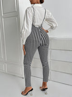 Houndstooth Suspender Jumpsuit Without Blouse