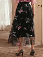 Butterfly Embroidery Mesh Overlay Skirt