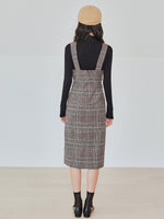 Plaid Split Front Overall Dress