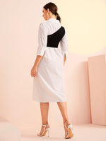 Color Block Split Sleeve 2 In 1 Dress