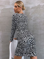Zebra Striped Ruched Bodycon Dress
