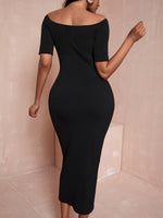 Button Through Ribbed Knit Dress