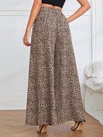 Leopard Print Belted Wide Leg Pants