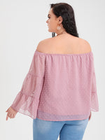 Plus Swiss Dot Flounce Sleeve Blouse