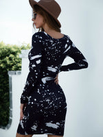Brush Print & Painting Splash Bodycon Dress