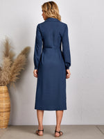 Solid Split Thigh Shirt Dress