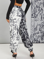 Graffiti Print Two Tone Sweatpants