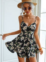 Floral Print Ruffle Hem Cami Romper