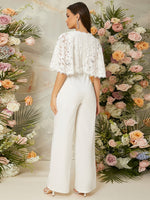 Lace Yoke Wide Leg Jumpsuit