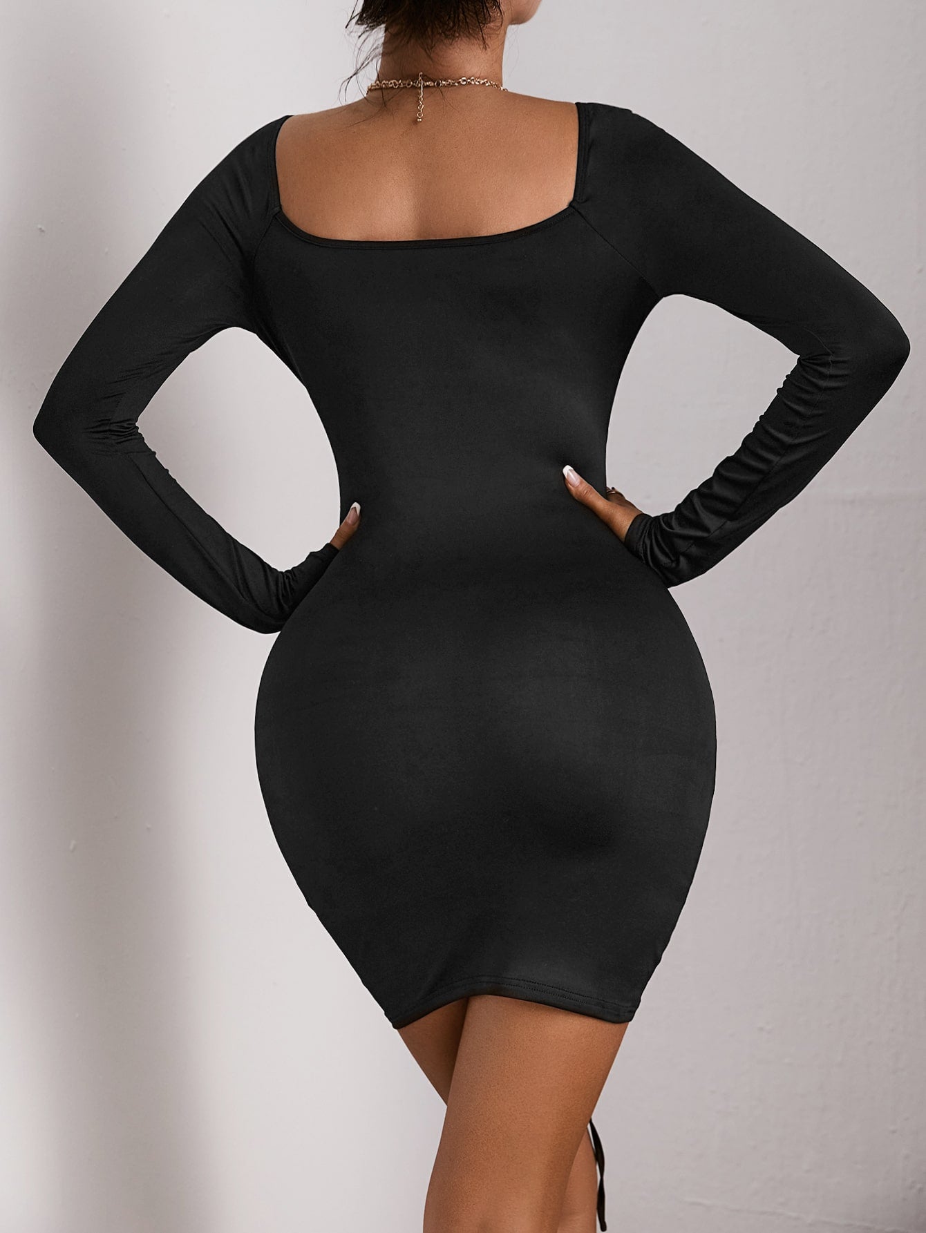 Ring Linked Cut Out Drawstring Bodycon Dress