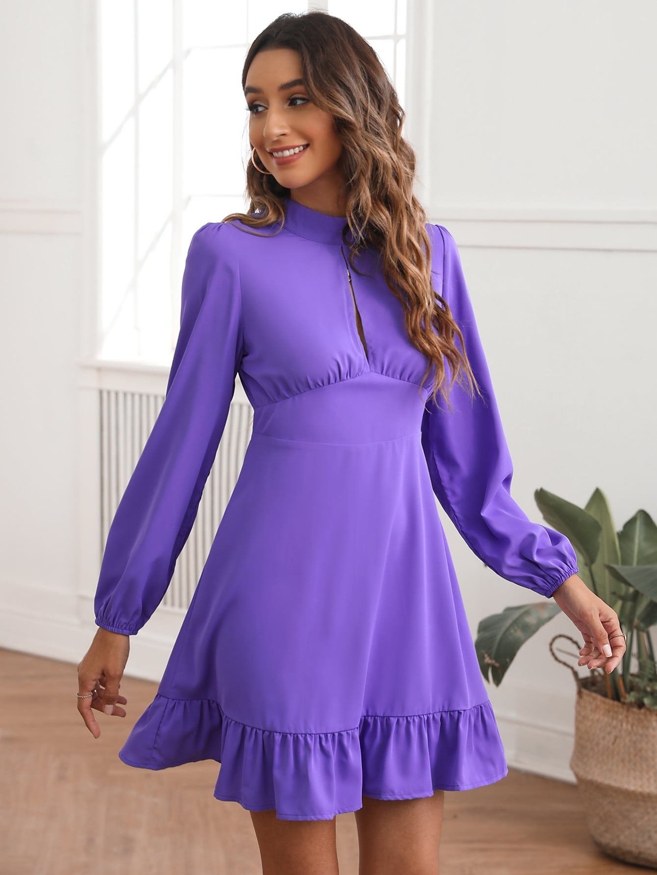 Knot Backless Ruffle Hem A-line Dress