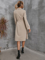Half Button Flap Detail Belted Shirt Dress