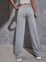 Marled Knit Ripped Drawstring Waist Sweatpants