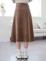 Corduroy Midi A-line Skirt