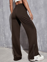 Zipper Side Straight Leg Sweatpants