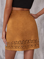 Laser Cut Out Suede Skirt