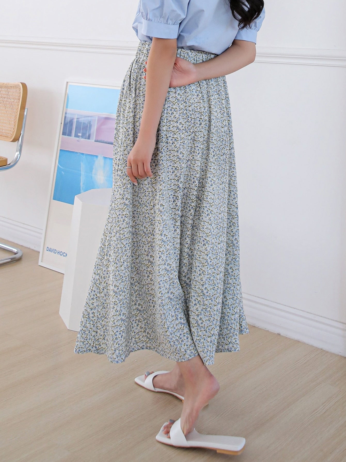 Ditsy Floral Flared Skirt