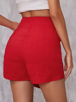Solid Asymmetrical Ruched Front Skort