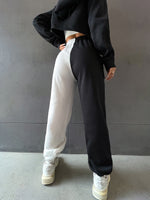 Slogan Graphic Two Tone Slant Pocket Sweatpants