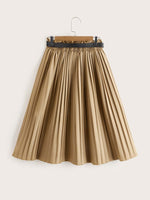 Paperbag Waist Belted Pleated Skirt