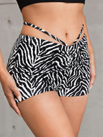Zebra Striped Knot Back Shorts