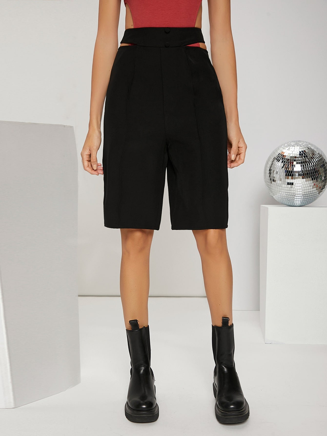 Cutout Waist Bermuda Shorts